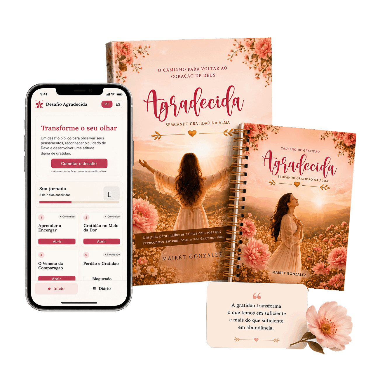 Livro, caderno e aplicativo da Jornada Agradecida